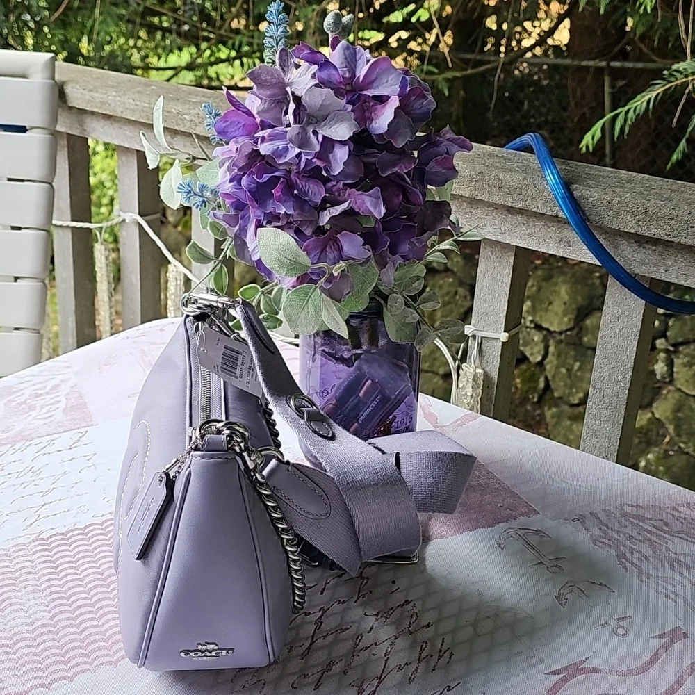 Nwt CoachTeri Lavender Shoulder Bag Smooth Leather with Signature Quilting - Picture 5 of 16